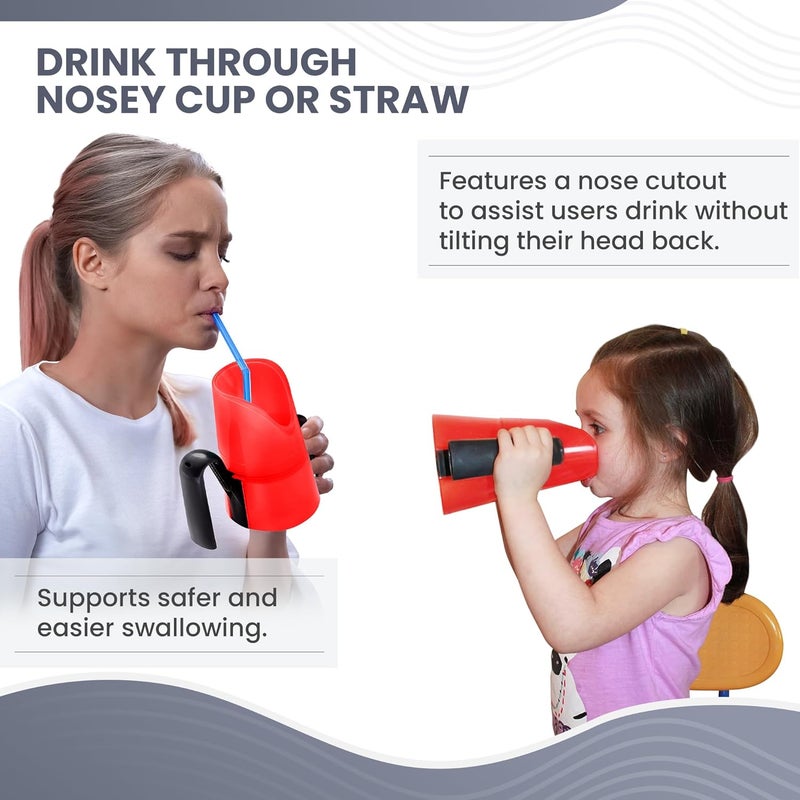 RJE Dysphagia Regulating Drinking Cup for Difficulty Swallowing Disorders - Controlled Sips Adult Size (8oz) Cup Prevents Aspiration - 2 Handles for Secure Grip - Adjustable 3-15cc, Made in Canada - Image 5